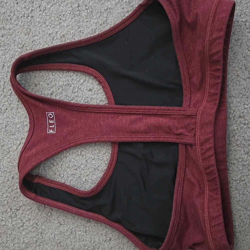 Women's Burgundy Sports Bra - Picture 2 of 3